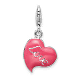 Pink Love Heart 3-D Clipable Charm
