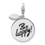 SS Rhodium-Plated Polished Be Happy! Lobster Clasp Charm
