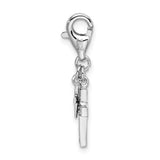 925 Sterling Silver Polished with CZ Two Cross Lobster Clasp Charm