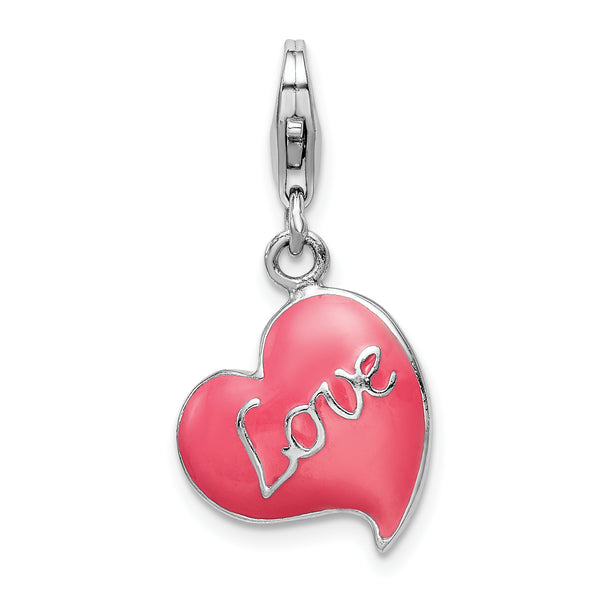 Pink Love Heart 3-D Clipable Charm