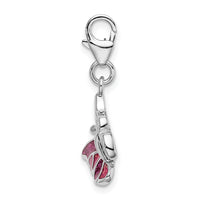 SS RH Pink & White Enameled Butterfly with Lobster Clasp Charm