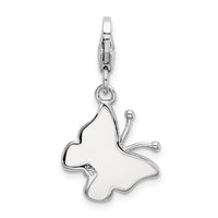 SS RH Pink & White Enameled Butterfly with Lobster Clasp Charm