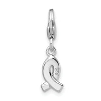 Sterling Silver RH Swarovski Awareness Ribbon Lobster Clasp Charm