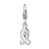 Sterling Silver RH Swarovski Awareness Ribbon Lobster Clasp Charm