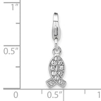 Sterling Silver RH Swarovski Awareness Ribbon Lobster Clasp Charm