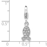 Sterling Silver RH Swarovski Awareness Ribbon Lobster Clasp Charm