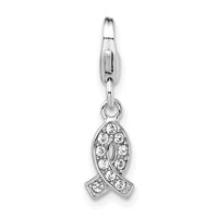 Sterling Silver RH Swarovski Awareness Ribbon Lobster Clasp Charm