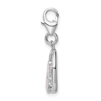 925 Sterling Silver Enameled with Swarovski Mom Heart Lobster Clasp Charm