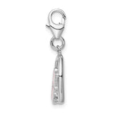 925 Sterling Silver Enameled with Swarovski Mom Heart Lobster Clasp Charm