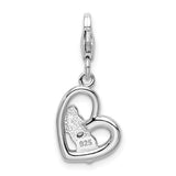 925 Sterling Silver Enameled with Swarovski Mom Heart Lobster Clasp Charm