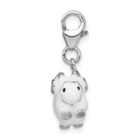 Amore La Vita Sterling Silver Rhodium-plated Polished 3-D Enameled Ram Lobster Clasp Charm QCC1190