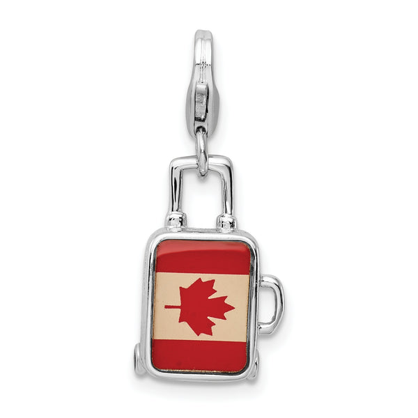 SS RH Enameled Canadian Flag Suitcase Lobster Clasp Charm