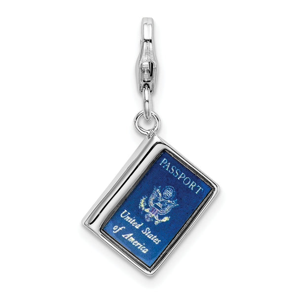 Amore La Vita SS RH Enameled 3D Passport Lobster Clasp Charm QCC1200