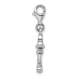 SS RH Polished Fleur de Lis Key with Lobster Clasp Charm
