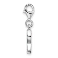 925 Sterling Silver Pink Enameled Awareness Ribbon with Lobster Clasp Charm
