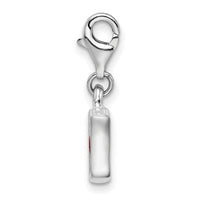 Amore La Vita Sterling Silver Rhodium-plated Polished Red Enameled Lips Charm with Fancy Lobster Clasp QCC1211