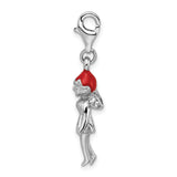 SS RH Enameled w/CZ 3D Fairy Lobster Clasp Charm