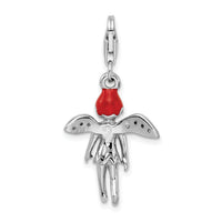 SS RH Enameled w/CZ 3D Fairy Lobster Clasp Charm