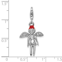 SS RH Enameled w/CZ 3D Fairy Lobster Clasp Charm