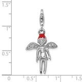 SS RH Enameled w/CZ 3D Fairy Lobster Clasp Charm