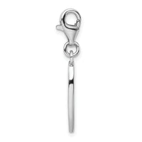 SS Rhodium-Plated Enameled Surf Board w/Flowers Lobster Clasp Charm