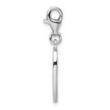 SS Rhodium-Plated Enameled Surf Board w/Flowers Lobster Clasp Charm