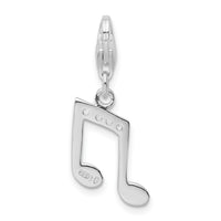925 Sterling Silver with CZ Music Note Lobster Clasp Charm