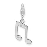 925 Sterling Silver with CZ Music Note Lobster Clasp Charm