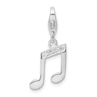 925 Sterling Silver with CZ Music Note Lobster Clasp Charm
