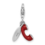 Sterling Silver RH Enameled Call ME 3D Phone Lobster Clasp Charm