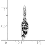 Sterling Silver Polished and Oxidized 3D Wing Lobster Clasp Charm