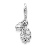 SS RH Polished 3D Acorn and Leaf Lobster Clasp Charm