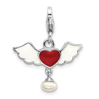 Winged Red Heart with Pearl 3-D Clipable Charm