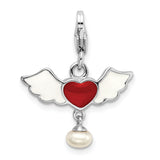 Winged Red Heart with Pearl 3-D Clipable Charm