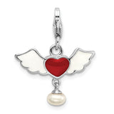 Winged Red Heart with Pearl 3-D Clipable Charm