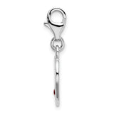 SS Rhodium Polished w/Red CZ Love Heart Lobster Clasp Charm