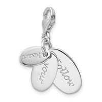 Amore La Vita Sterling Silver Rhodium-plated Polished Follow Your Heart Charm with Fancy Lobster Clasp QCC1225