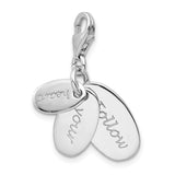 Amore La Vita Sterling Silver Rhodium-plated Polished Follow Your Heart Charm with Fancy Lobster Clasp QCC1225