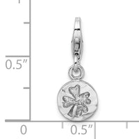 SS RH Hammered Four Leaf Clover Lobster Clasp Charm