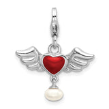 Winged Red Heart with Pearl 3-D Clipable Charm