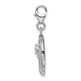 Sterling Silver CZ Claddagh with Lobster Clasp Charm