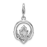 Sterling Silver CZ Claddagh with Lobster Clasp Charm