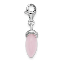 Rose Quartz Heart Charm in Sterling Silver