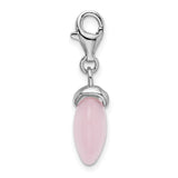 Rose Quartz Heart Charm in Sterling Silver