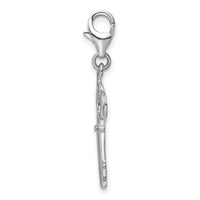 Polished Skeleton Key Charm in Sterling Silver