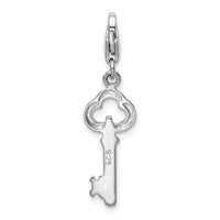 Polished Skeleton Key Charm in Sterling Silver