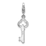 Polished Skeleton Key Charm in Sterling Silver