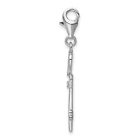 Sterling Silver Heart Top CZ Key W/Lobster Claw Clasp Clasp Charm Charms