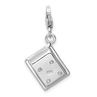 Sterling Silver 3-D Enameled Calculator with Lobster Clasp Charm