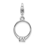 Cubic Zirconia Ring Charm in Sterling Silver